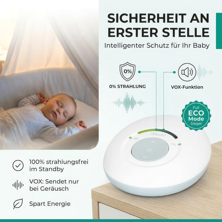 Alecto DBX110 Babyphone Audio - digitales Babyphone mit DECT - 300 m Reichweite - kompaktes Design -