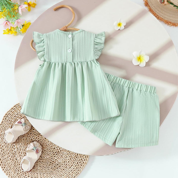 Kleinkind Baby Mädchen Kleidung Blumen Rüschen T-Shirts Tops Shorts Süsse Sommer Kleidung Sets 18-24