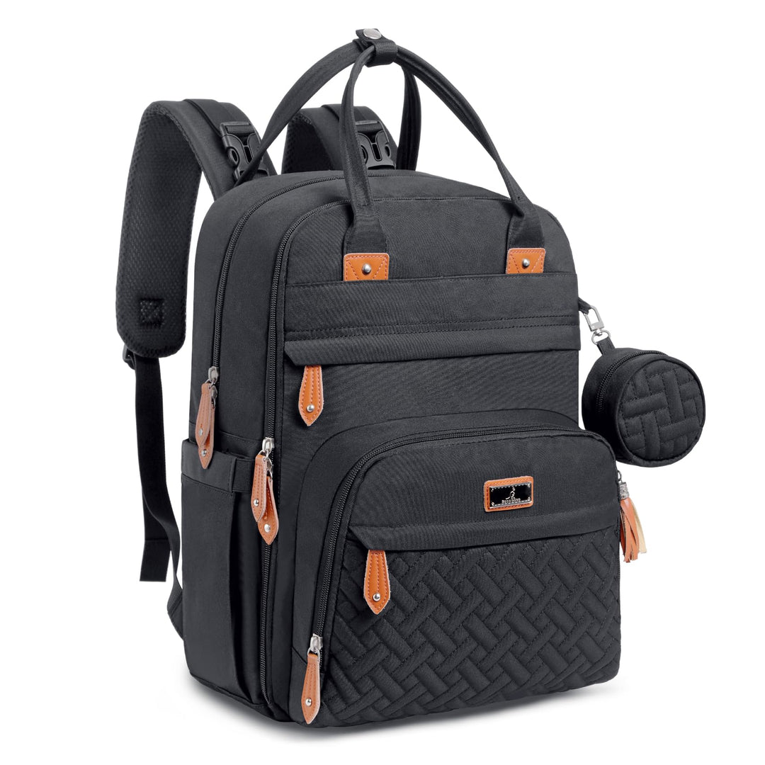 BabbleRoo Baby Wickeltasche/Rucksack, Wickelrucksack lässige Wickeltaschen Schwarz, Schwarz