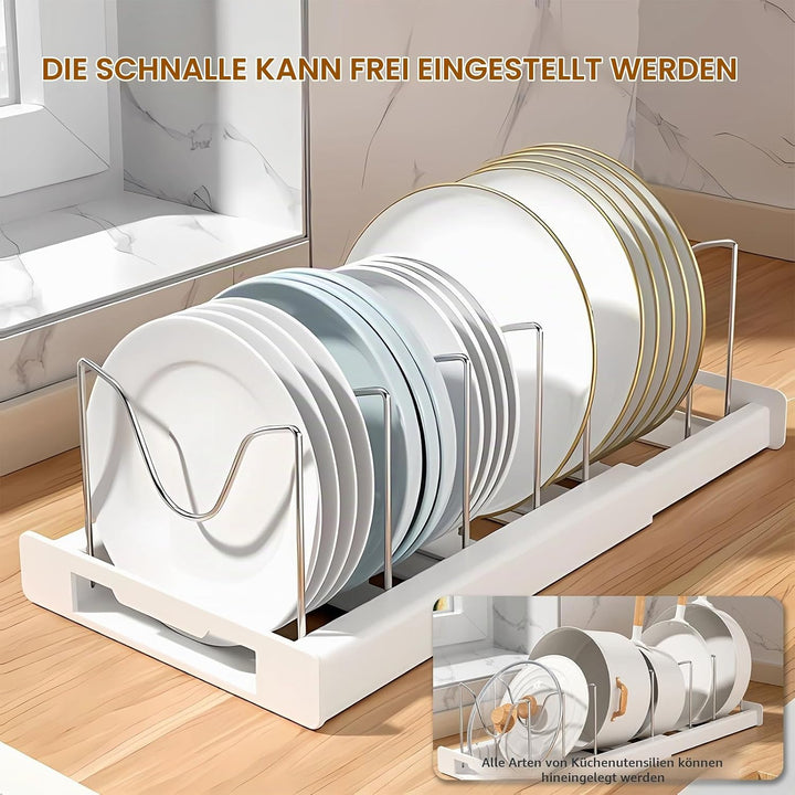 Pfannen Organizer Schublade, Erweiterbarer Topfdeckelhalter, Topfdeckel Organizer, mit 7 verstellbar