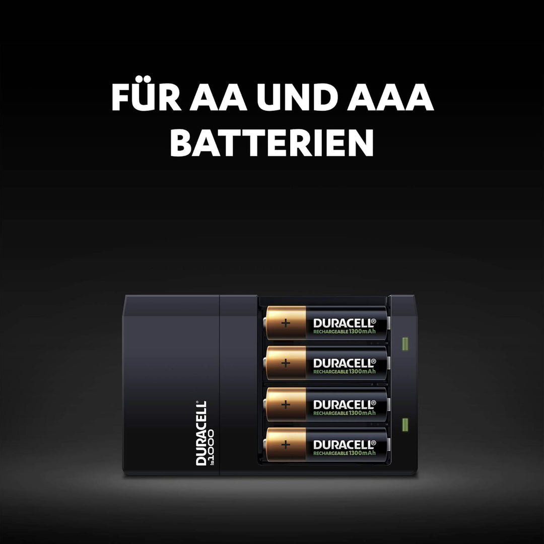 Duracell CEF14 4-Stunden-Ladegerät, mit wiederaufladbaren Batterien, AA+AAA ,weiss
