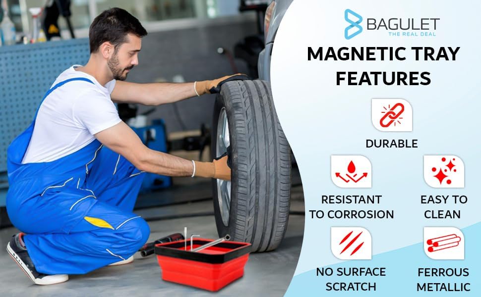 Bagulet faltbares Magnettablett aus Silikon, 4er-Pack – faltbarer Kleinteile-Organizer – zum Aufbewa