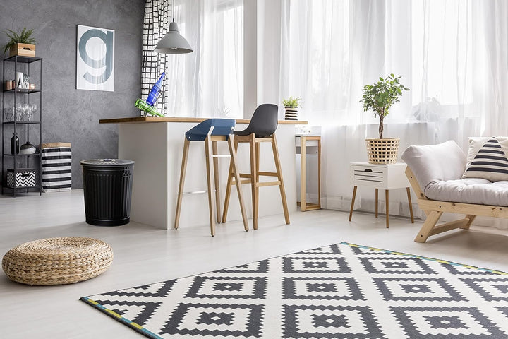 Jinfa 1 Retrodesign Metalleimer mit Griffen und Deckel + 50 Müllbeutel | schwarz | 18L 1 Mülleimer 1
