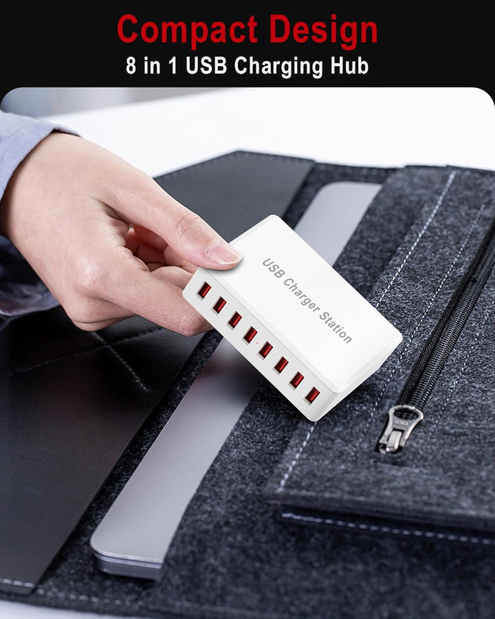 50W USB Ladegerät Mehrfach - 8-Port Multi Netzteil, 5V 10A Ladestation für Mehrere Geräte, Charger S