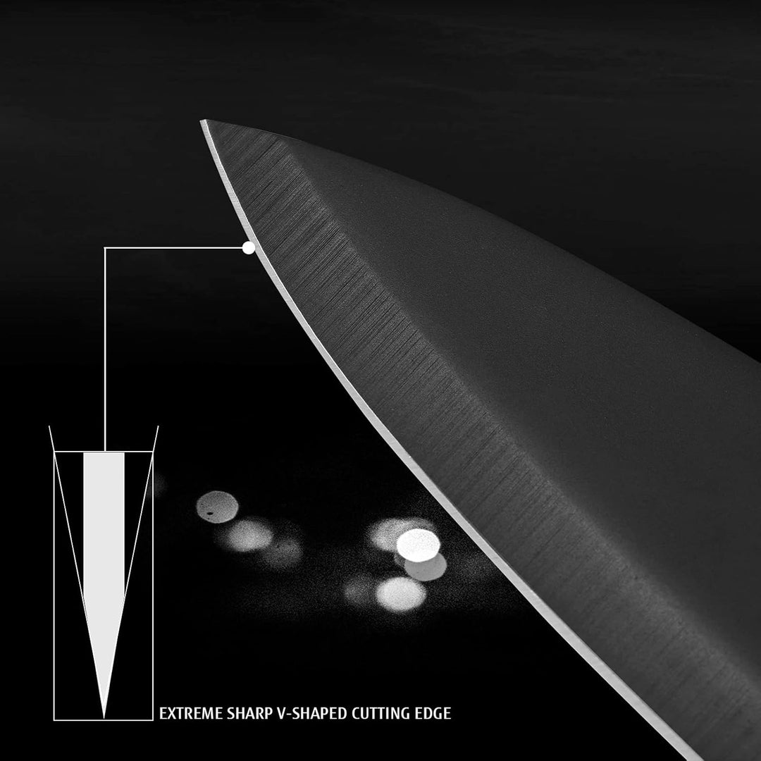 hecef Schwarz Oxid Messerset von 6 mit Passend Klinge Schützend Messerscheide,Schwarz Oxid Set mit M