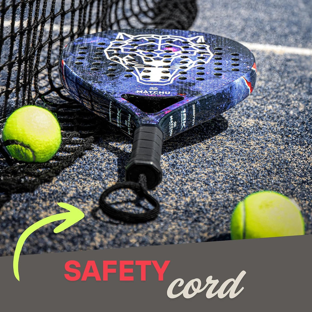 Matchu | Padel Schläger | Unisex | 100% Carbon-Rahmen, Glasfaser-Deckschicht und weicher Eva-Schaum