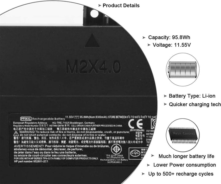 PF06XL Laptop Batterie Ersatz für HP Omen 17 GTX 1060 17-W100NG W111NA W102NA W102NL W101NG W104NG W
