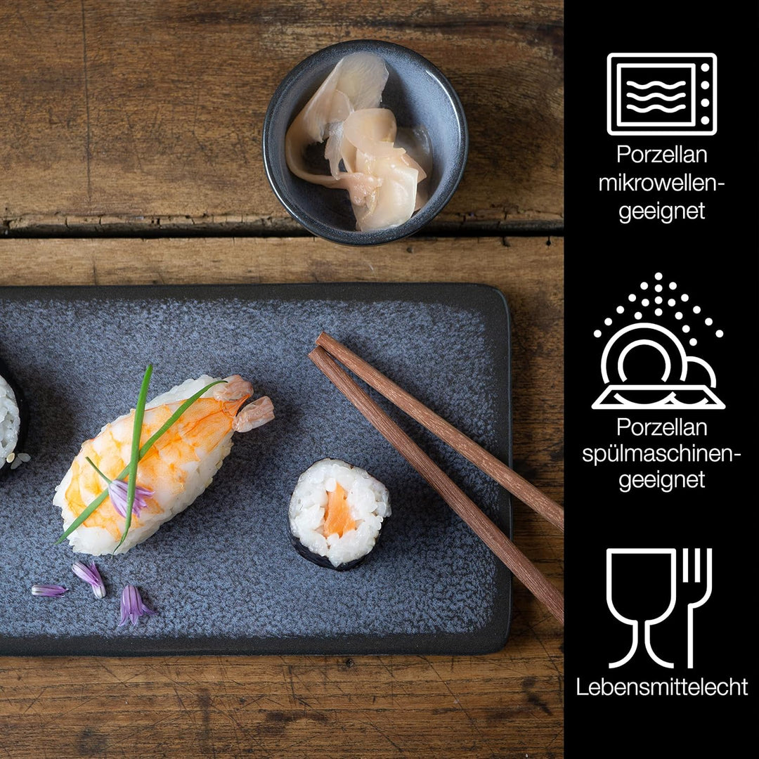 Moritz & Moritz VIDA 10-tlg. Sushi Geschirr Set für 2 Personen - Sushi Servierset mit 2x Sushi-Telle