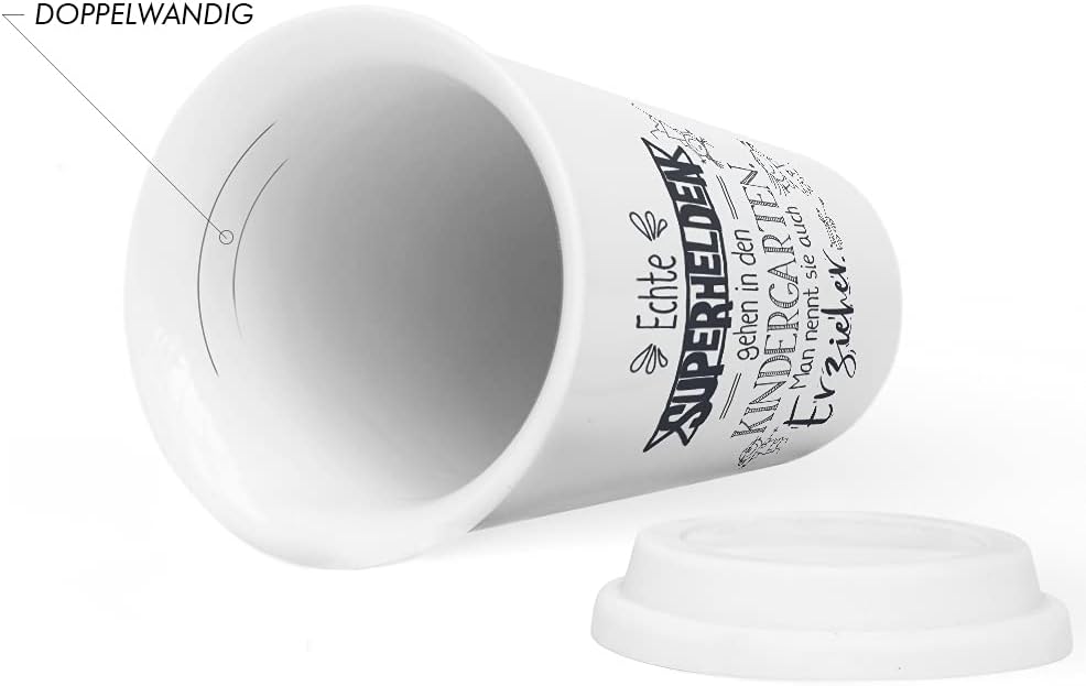 JUNIWORDS To-Go Becher mit Deckel, Echte Superhelden gehen in den Kindergarten. Man nennt sie auch E