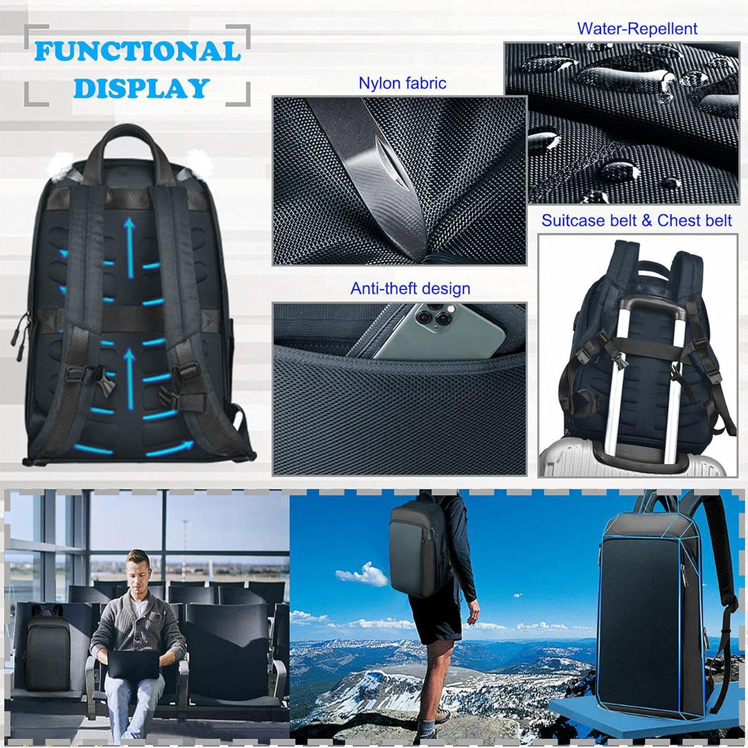 ZINZ Schlanker und Erweiterbarer 15" 15,6" 16" Laptop Rucksack, Diebstahlschutz, Business Reise Note