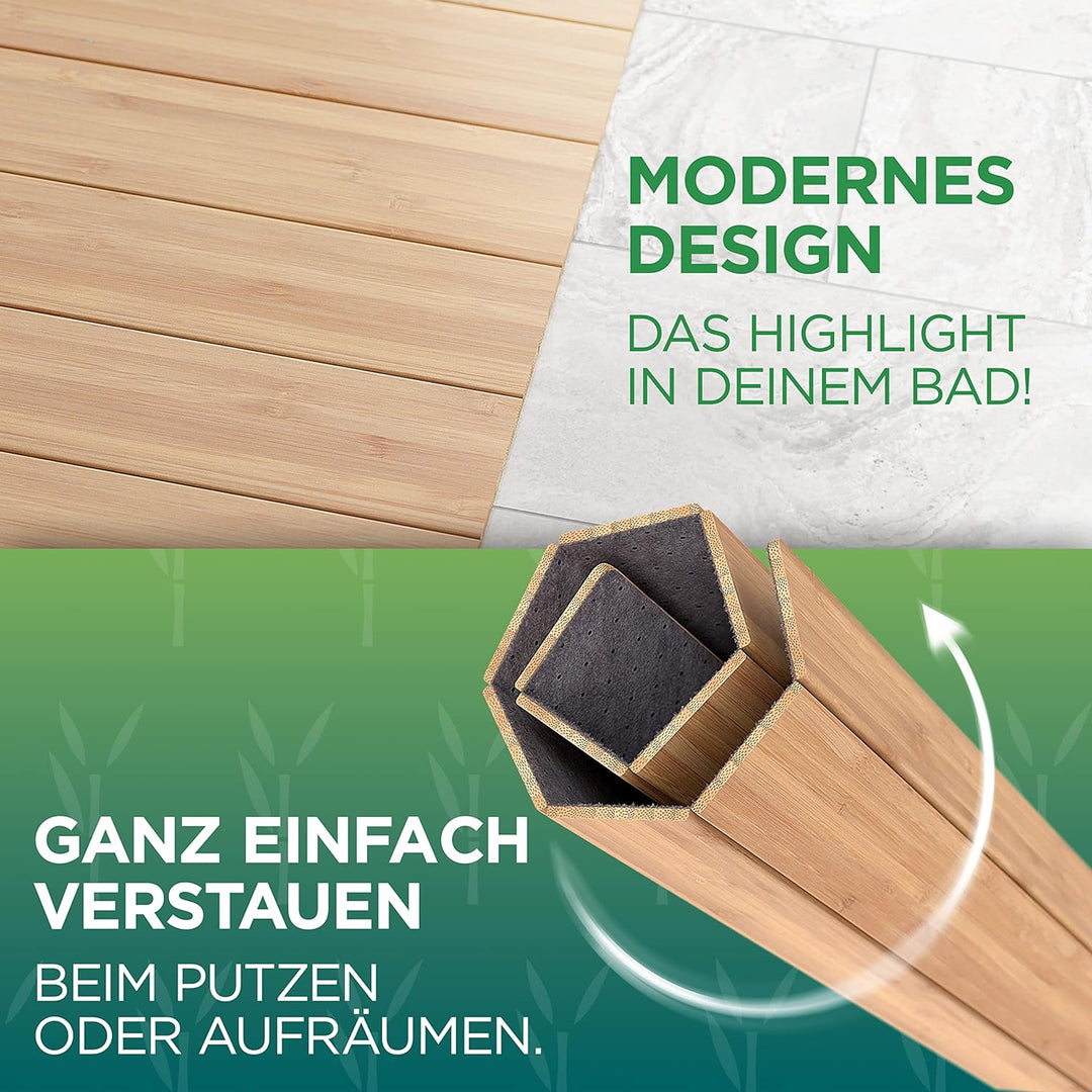 Green'n'Modern Toilettenmatte Bambus I Klomatte 50 x 50 cm WC Vorleger aus Holz I WC Matte Bambusbad