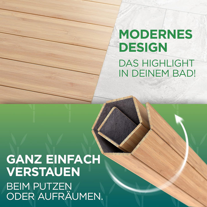 Green'n'Modern Toilettenmatte Bambus I Klomatte 50 x 50 cm WC Vorleger aus Holz I WC Matte Bambusbad