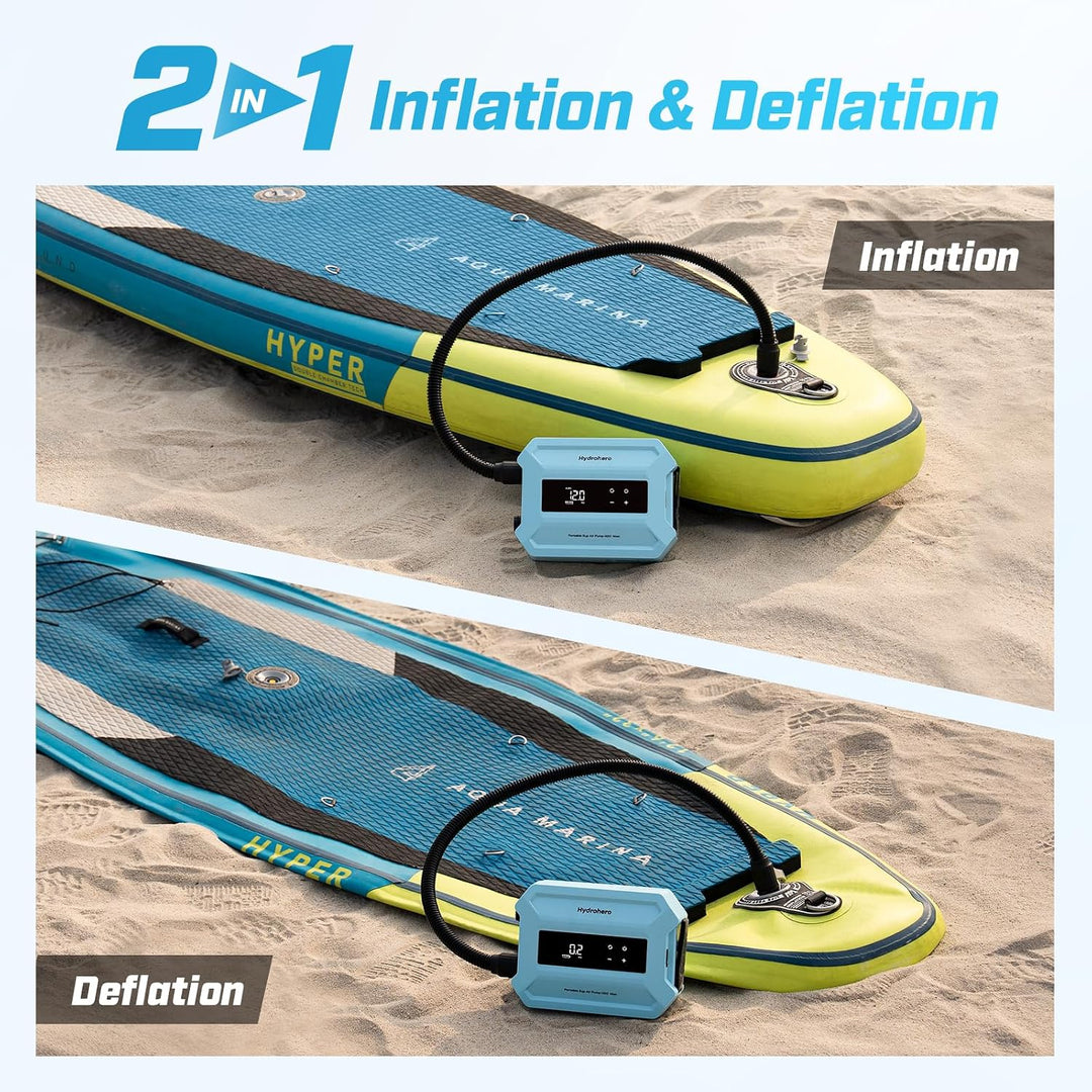 Hydrohero Elektrische SUP Pumpe, 20 PSI SUP Pumpe, 96,2Wh Akku | 4 Min. bis 12 PSI, 1,6 kg Leichtgew
