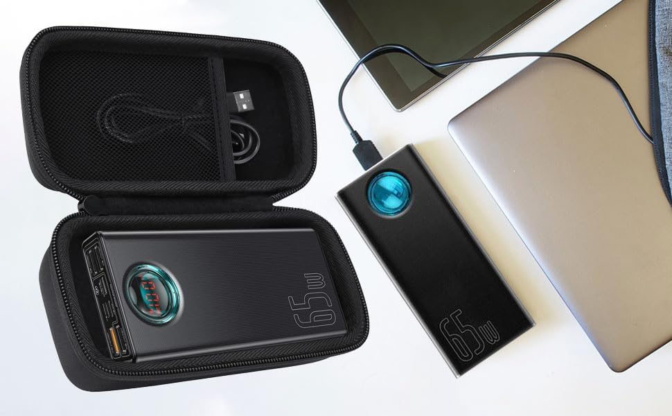 co2CREA Hart Reise Schutz Hülle Etui Tasche für Baseus Power Bank 30000mAh PD 65W Externer Akku Tele