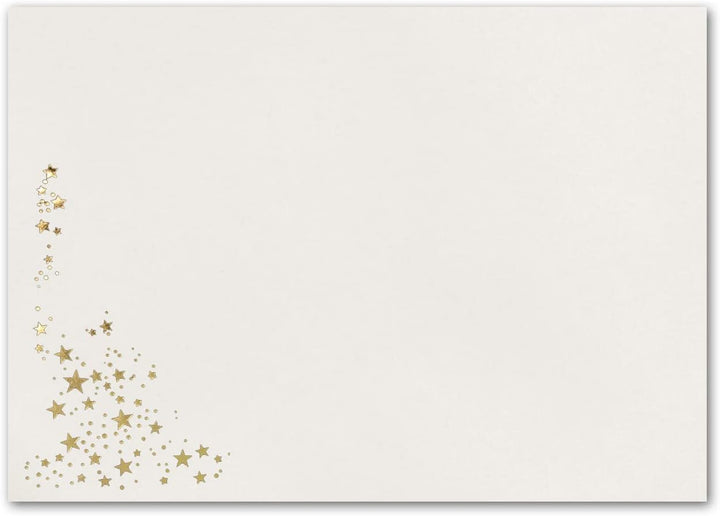 25x Weihnachts-Briefumschläge - DIN C5 - mit Gold-Metallic geprägtem Sternenregen, festlich matter U