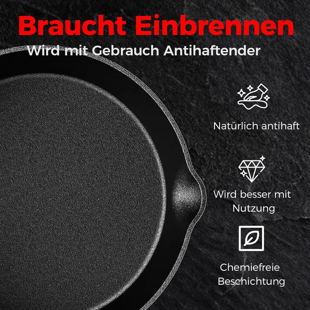 YASHE Gusseisenpfanne 20 CM, Bratpfanne aus Gusseisen, für Induktion, Gas und Ofen, ideal für Eier,