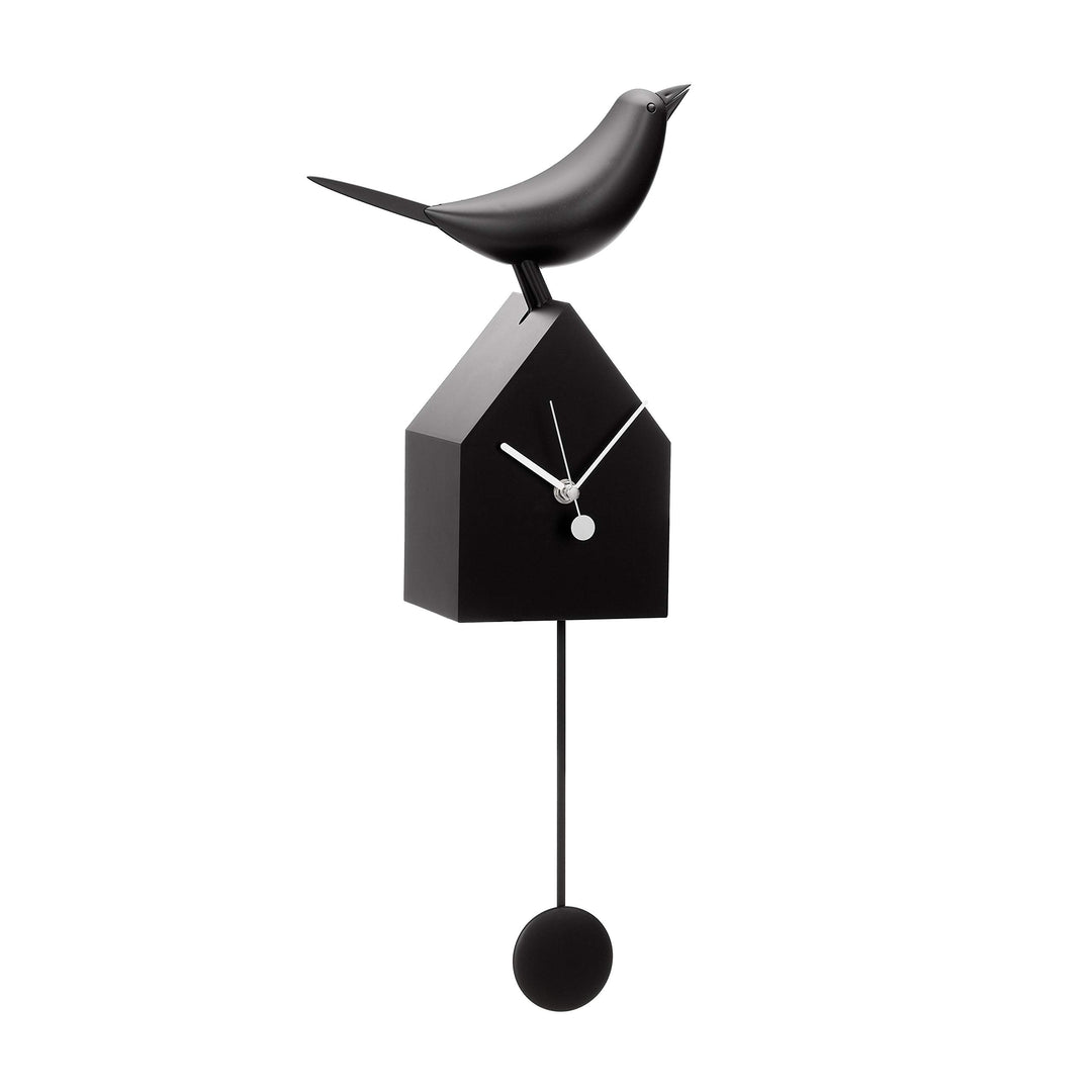 Torre & Tagus 901658 Motion Vogelhaus Uhr mit abnehmbarem Pendel, schwarz, Schwarz