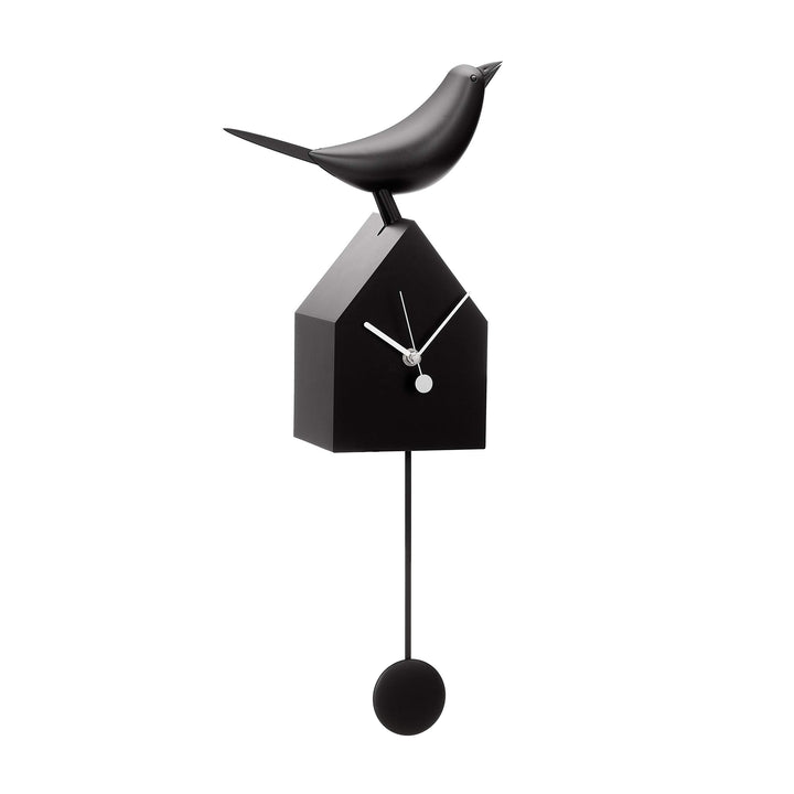 Torre & Tagus 901658 Motion Vogelhaus Uhr mit abnehmbarem Pendel, schwarz, Schwarz
