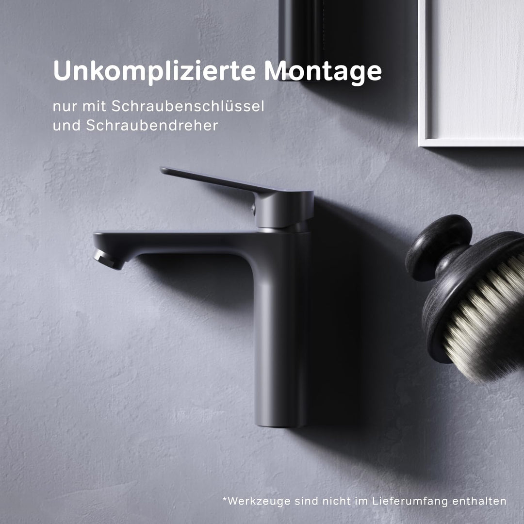 FTA02822 Hit Einhebel-Waschtischarmatur EcoStart (Schwarz matt, standard) ECOSTART Schwarz Schwarz M
