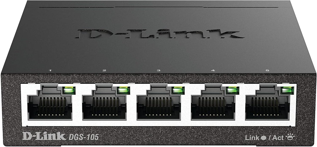 D-Link DGS-105 5 Ports Layer2 Gigabit Switch (bis zu 2000 Mbit/s Datenübertragung pro Port, einfache