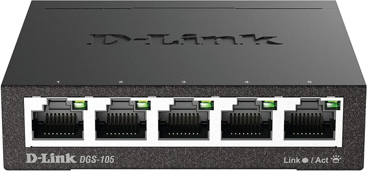 D-Link DGS-105 5 Ports Layer2 Gigabit Switch (bis zu 2000 Mbit/s Datenübertragung pro Port, einfache