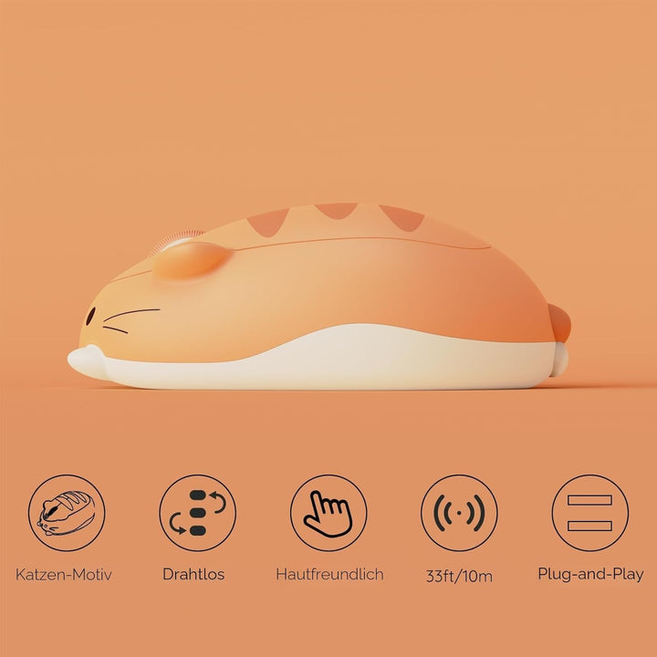 Akko Wireless Gaming Mouse Cat Theme,3200DPI Optical Cute Mouse, Tri-Mode-Mäuse Bluetooth 3.0/5.0/2.