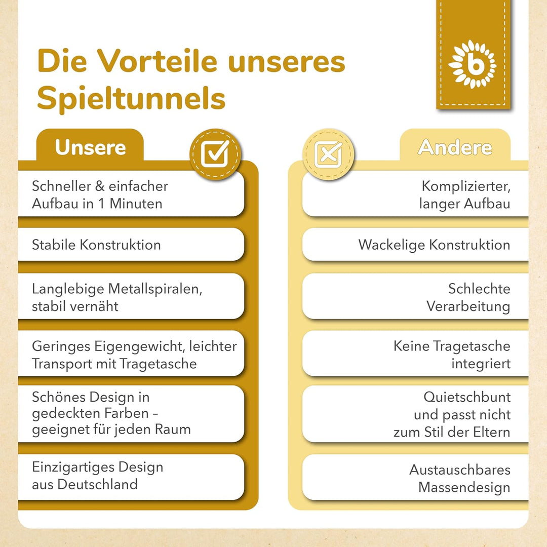 Bieco XXL Krabbeltunnel Dots ab 1 Jahr | 180 x 46 cm | Spieltunnel Kind und Baby | Farbenfroh | Tunn