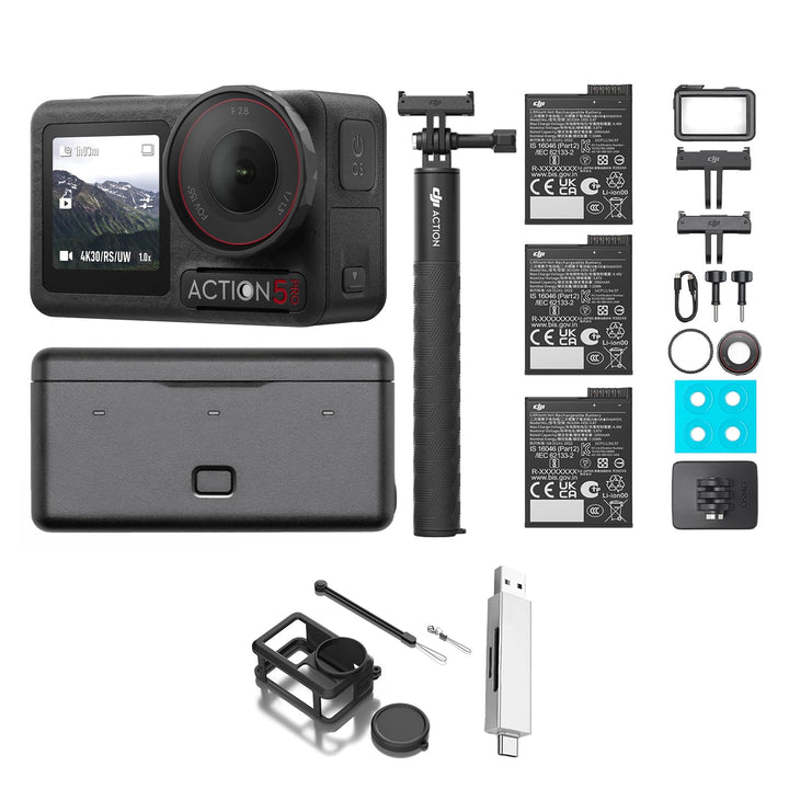 DJI Osmo Action 5 Pro Adventure Combo mit Zubehör, Action Cam 4K mit 1/1.3" Sensor, 12 Std. verlänge