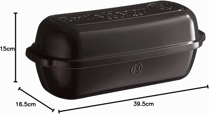 Emile Henry EH349503 Bauernbrot-Backform, Keramik, 39,5 x 16,5 x 15 cm., Keramik, Kohle, 39,5 x 16,5