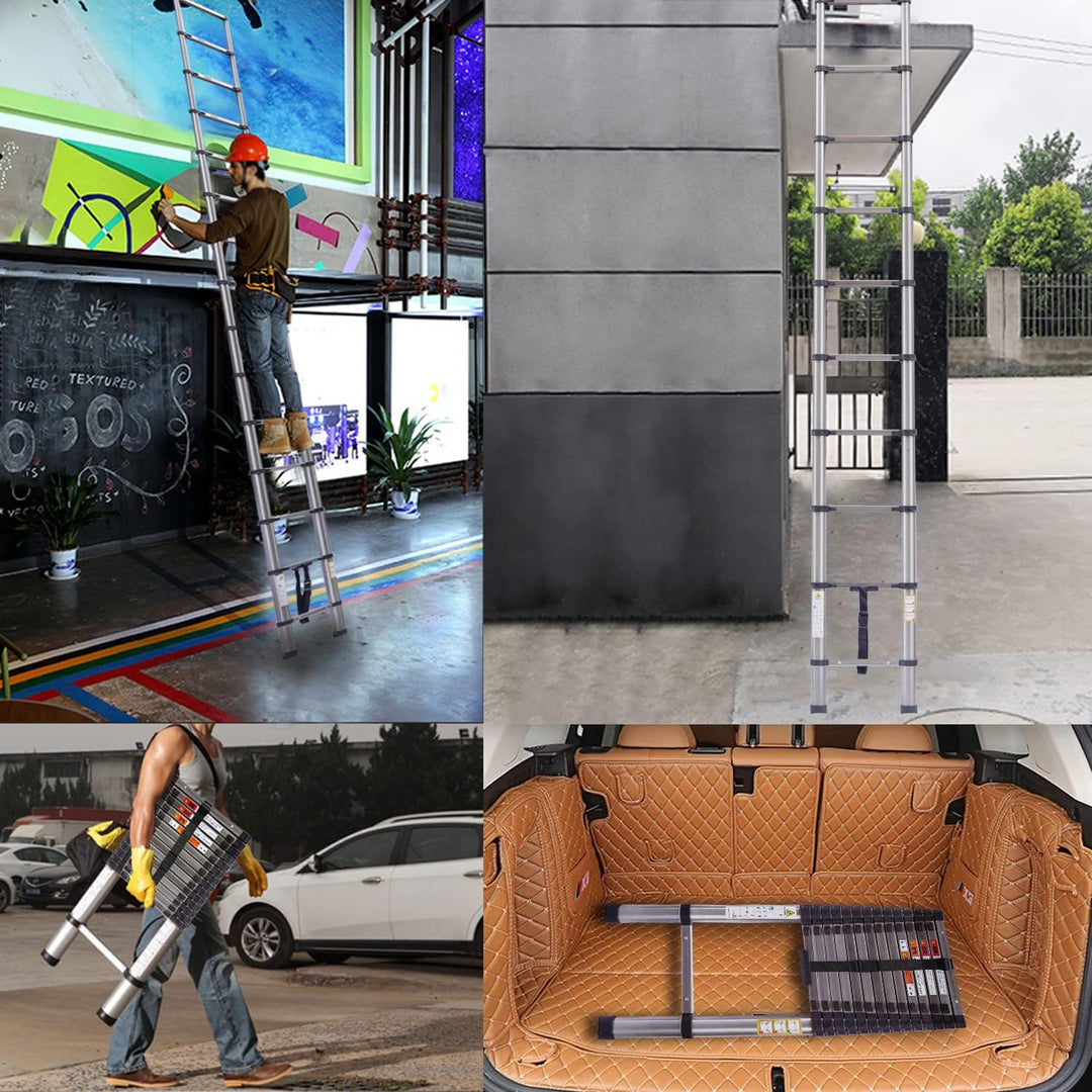 8.5FT Teleskopleiter Heavy Duty Steel Teleskop-Klappleiter Mehrzweckleiter für Home Outdoor Haushalt