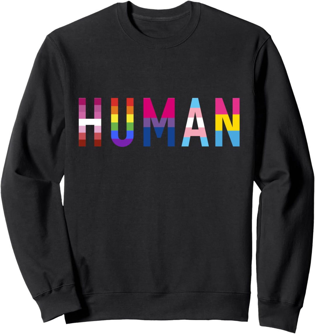 Mensch mit Lesben, Schwul, Bi, Transgender und Pan-Flagge Sweatshirt