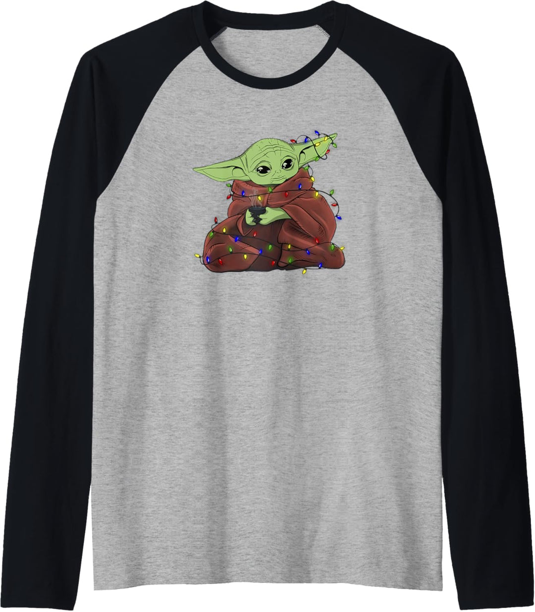 Star Wars: Mandalorian Grogu In Lights Christmas Raglan
