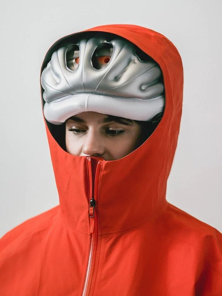 Airnoggin - Inflatable Helmet, Foldable & Portable Adult Helmet for Bike & Scooter Riders Silberfarb
