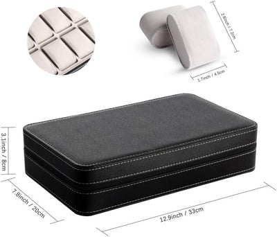 OSVINO Uhrenbox 6/10/12 Uhren Herren Schwarz Uhrenkasten Uhrenkissen aus Samt, Reise Schmuckkästchen