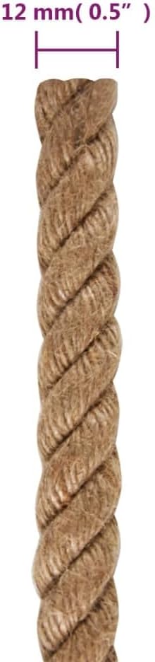 vidaXL Seil 100% Jute 12mm 100m Naturhanf Hanfseil Tauwerk Juteseil Tau Seil 100 m/12 mm, 100 m/12 m