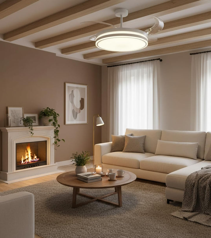 BEL AIR HOME ATENAS Deckenventilator, leiser DC-Motor, ausklappbare Flügel, LED-Licht, 36 W, 3 Tempe