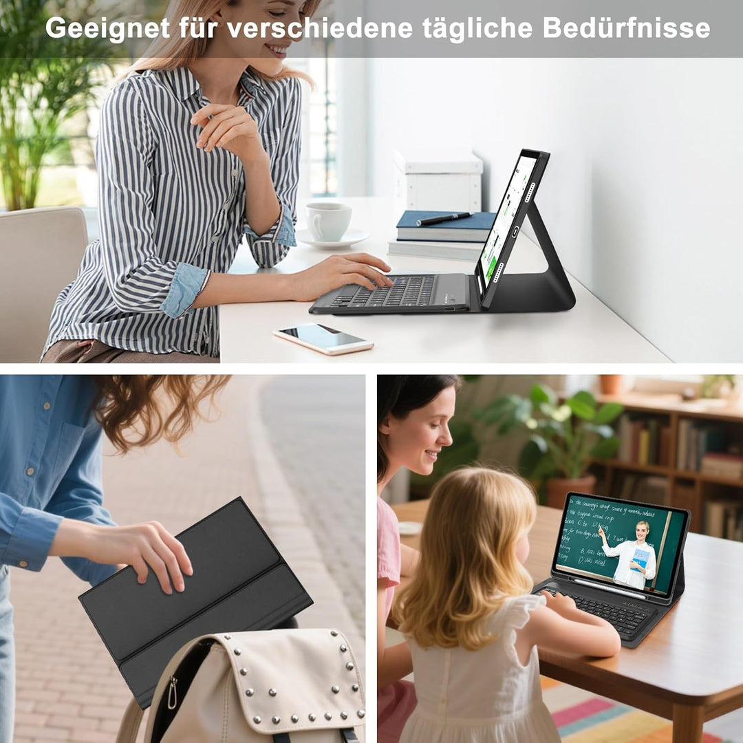 Tastatur für Samsung Galaxy Tab S10 FE+ Plus 13.1 Zoll 2025, Hülle mit Tastatur für Tab S10 FE Plus