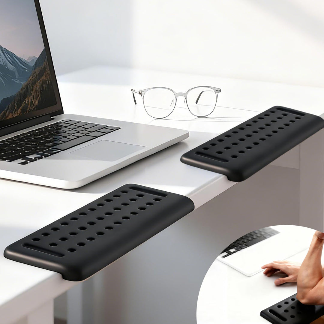 2 Stück L-förmige Ergonomische Handballenauflage Tastatur aus Memory Foam – Tastaturstütze & Ellenbo