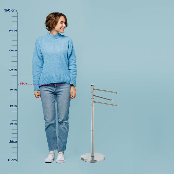 Kela 18958 Handtuchhalter, 3 Arme, Rostfrei, Edelstahl Matt, 85,5 cm Höhe, Swing, Swing