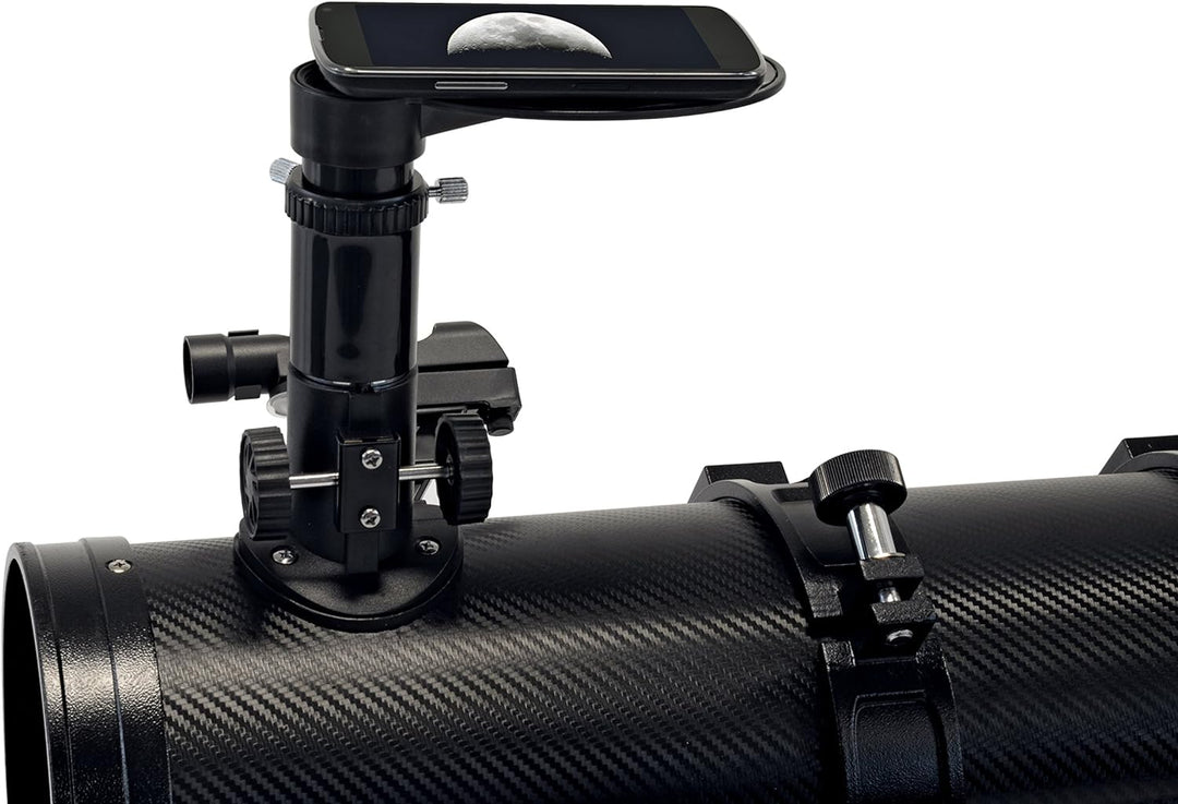 Bresser Spiegelteleskop Galaxia EQ-Sky 114/900 mit Smartphone Kamera Adapter und hochwertigem Objekt