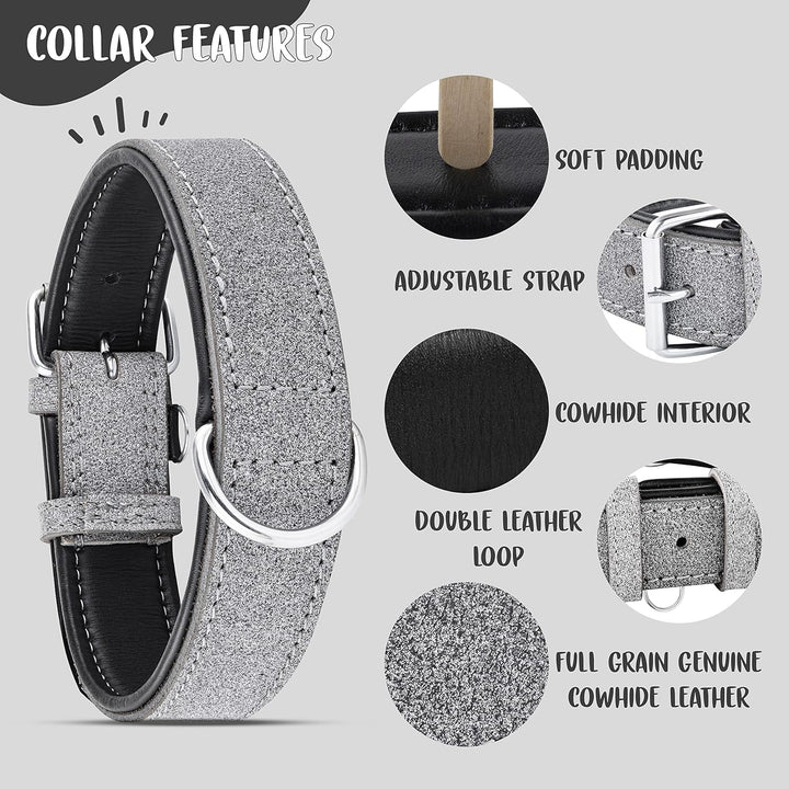 Riparo K-9 Hundehalsband, gepolstert, echtes Leder, verstellbar, strapazierfähig (XL: 4,5CM Breit fü