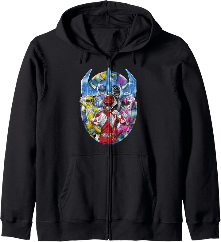 Power Rangers Stained Glass Action Pose Portrait Kapuzenjacke