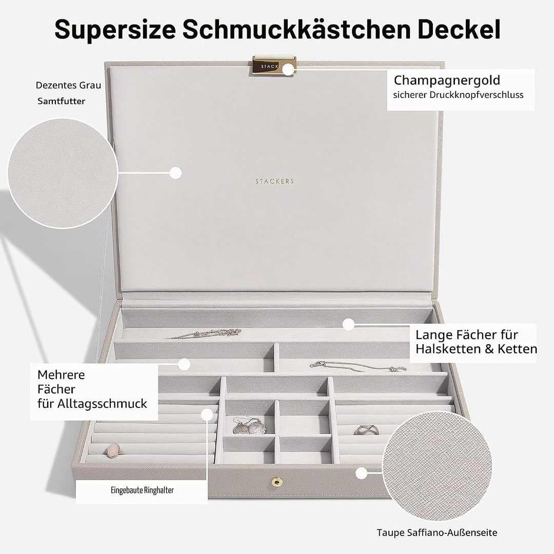 3er Set Schmuckschatullen von Stackers, grosse Grösse, stapelbar (graubraun)