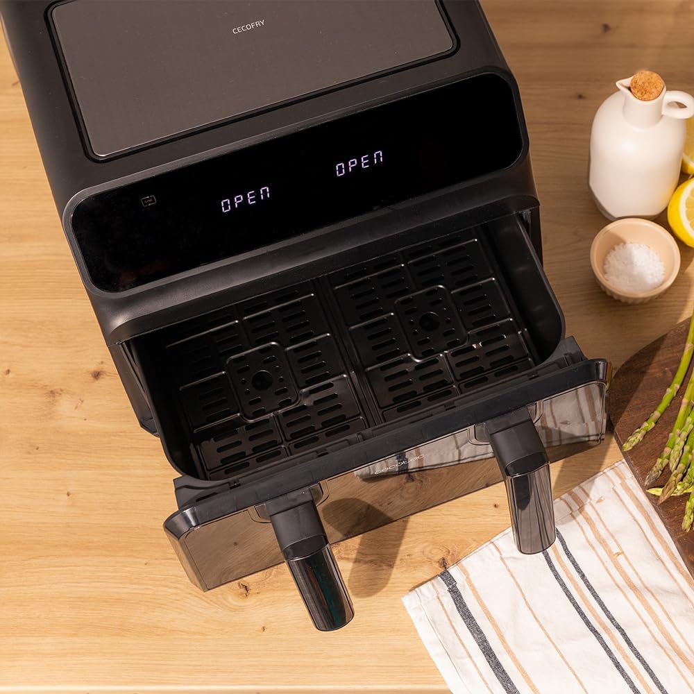 Cecotec Heissluftfritteuse ohne Öl 9L Air Fryer Cecofry Advance 9000 Window. 2200W, Bewegliche Trenn