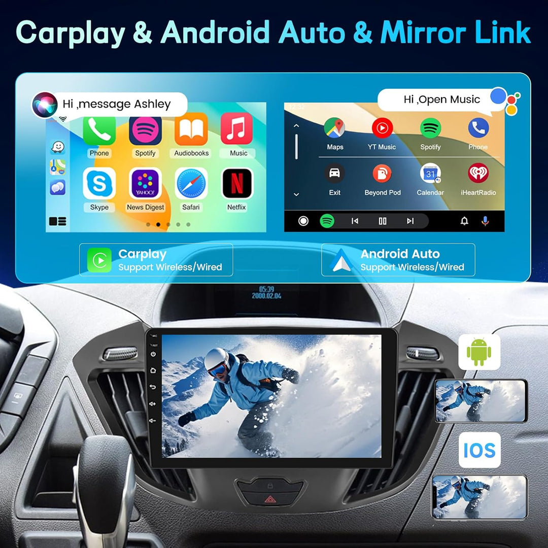 Upgrade Autoradio für Ford Transit Tourneo Custom 2013–2021, 9 Zoll Android Radio 2+64G, Wireless Ca