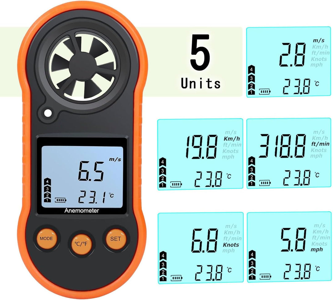 Digitaler Windmesser, Handwindgeschwindigkeitsmesser, Luftströmungsgeschwindigkeitsmesser zum Messen