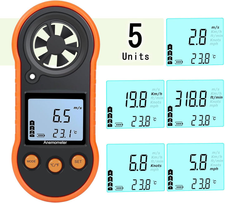 Digitaler Windmesser, Handwindgeschwindigkeitsmesser, Luftströmungsgeschwindigkeitsmesser zum Messen