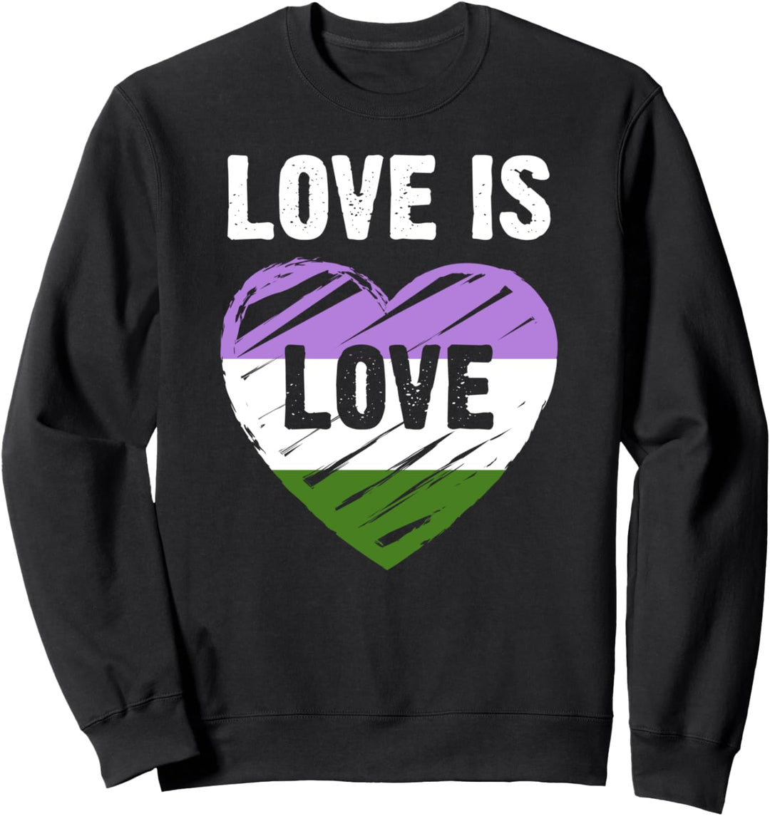 Genderqueer Flagge Herz, Love is Love Sweatshirt