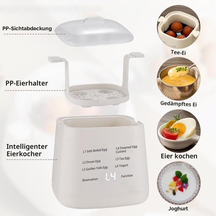 Elektrischer Eierkocher Mit Touch-Taste für 4-6 Eier - Smart Reservation Mehrzweck-Eierdampfer für W