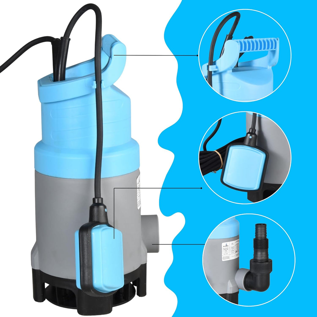 Tauchpumpe FLX 750 (750 W, 13200 l/h, max. Förderhöhe 9 m) – Schmutzwasserpumpe &amp; Klarwasserpumpe -